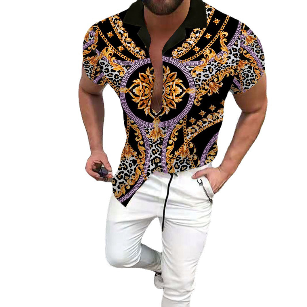 Men's Luxury Printed Polo Shirt Short Sleeve Lune London