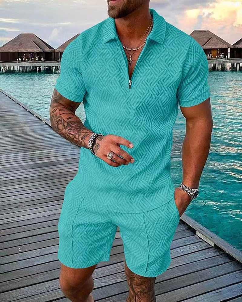 Trendy short jumpsuit for men with a textured design Lune London