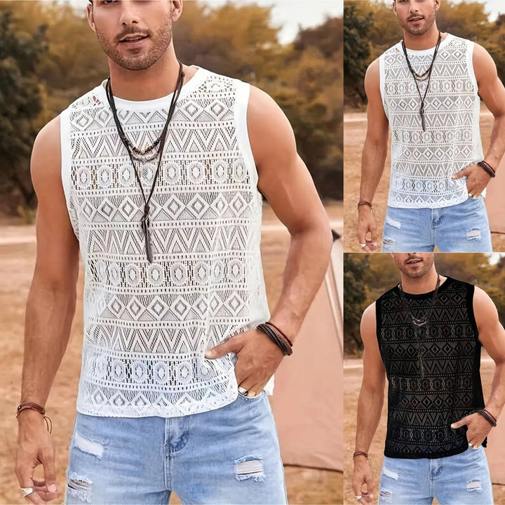 Men's sleeveless T-shirt with textured design Lune London