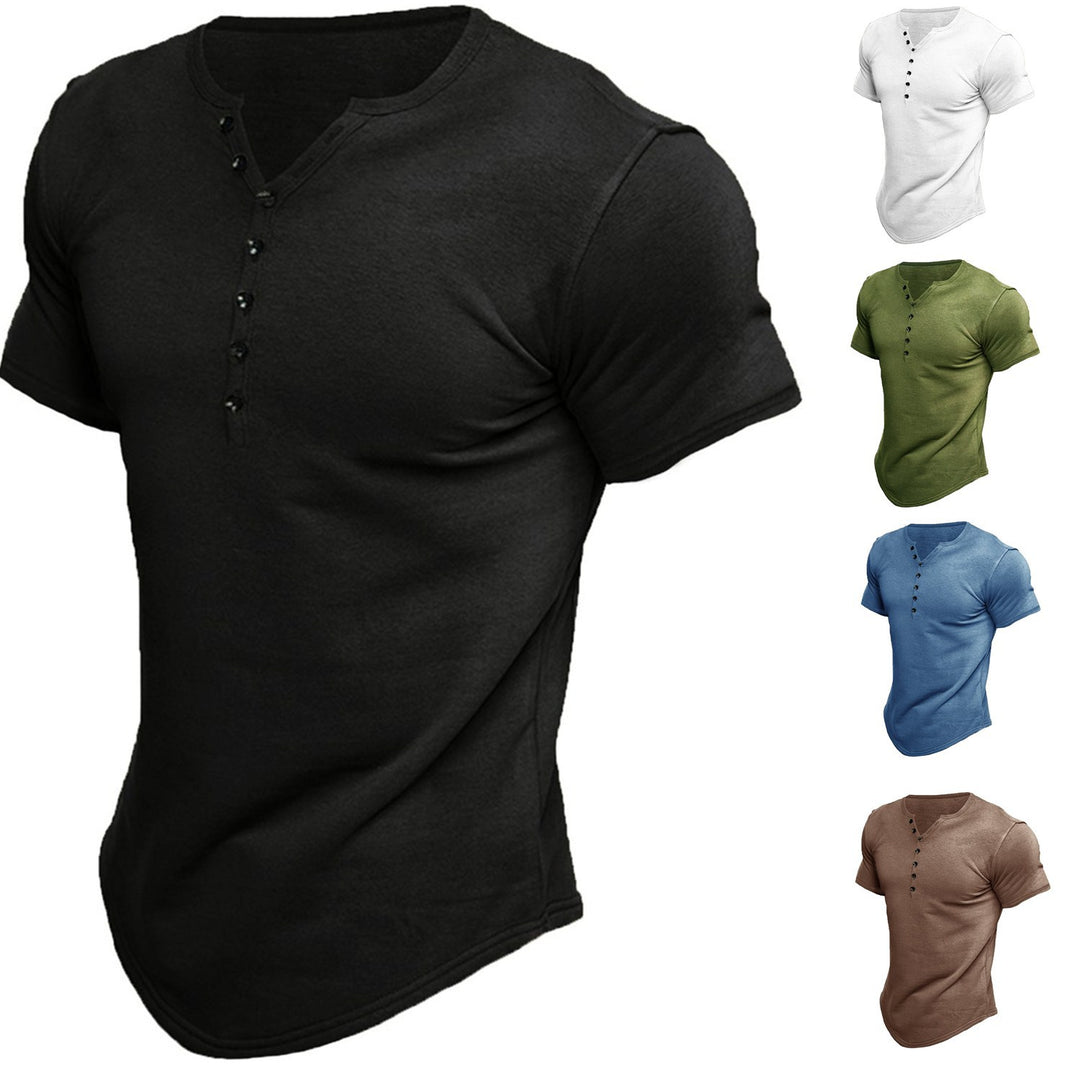 Men's Casual Short Sleeve Henley T-shirt Lune London