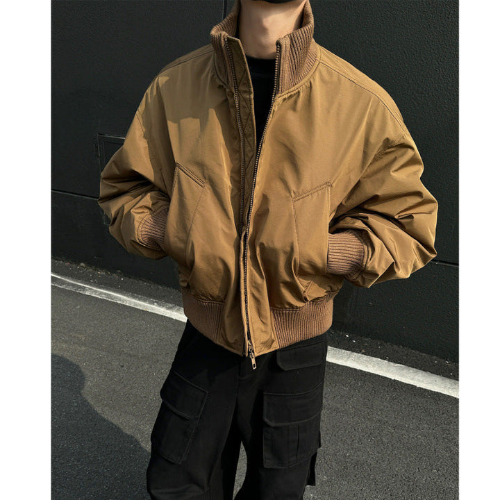Men's Casual Bomber Jacket with High Collar and Practical Pockets Lune London