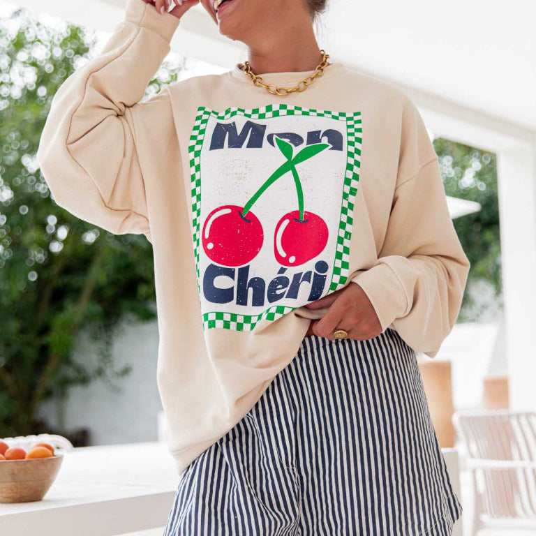 Women’s sweatshirt with creative fruit pattern and relaxed fit Lune London