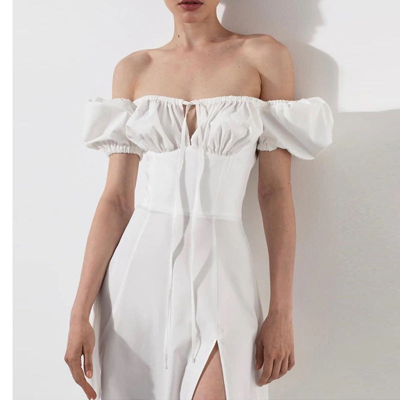 Robe maxi femme avec design off-the-shoulder et manches bouffantes volumineuses Chic & Stil
