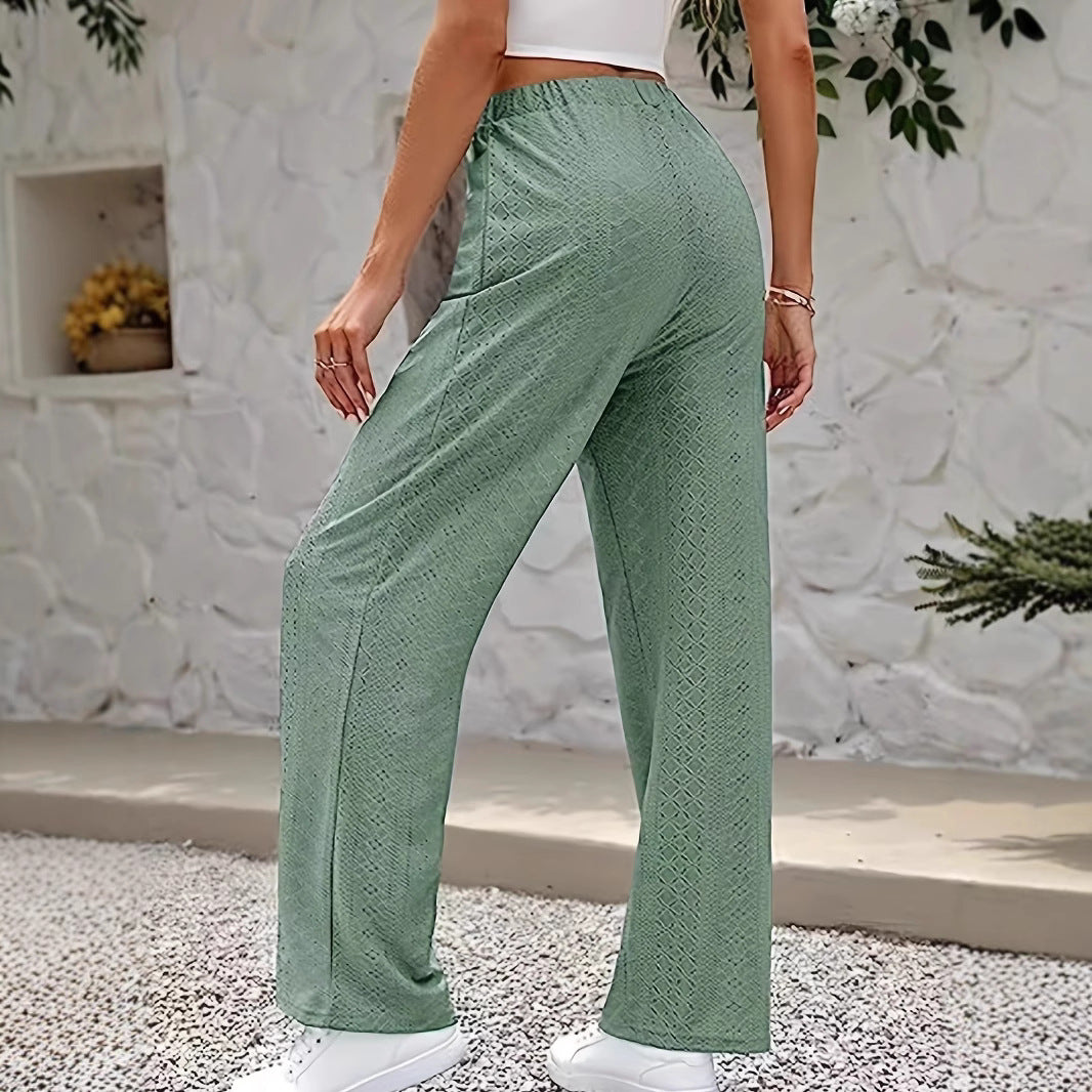 Wide pants for women with an elegant perforated pattern and high waist Lune London