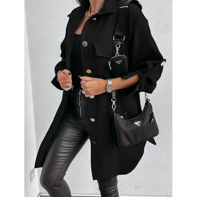 Elegant women's overshirt with practical pockets and snap front Lune London