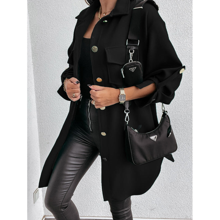 Elegant women's overshirt with practical pockets and snap front Lune London