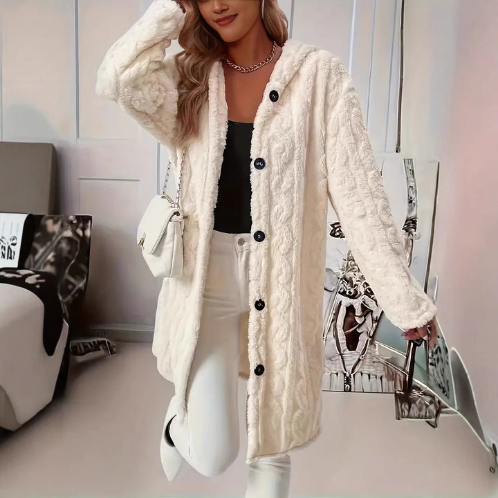 Chic and stylish women's plush hooded coat
