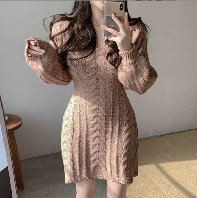 Knitted dress for women with a loose fit and elegant braid details Lune London