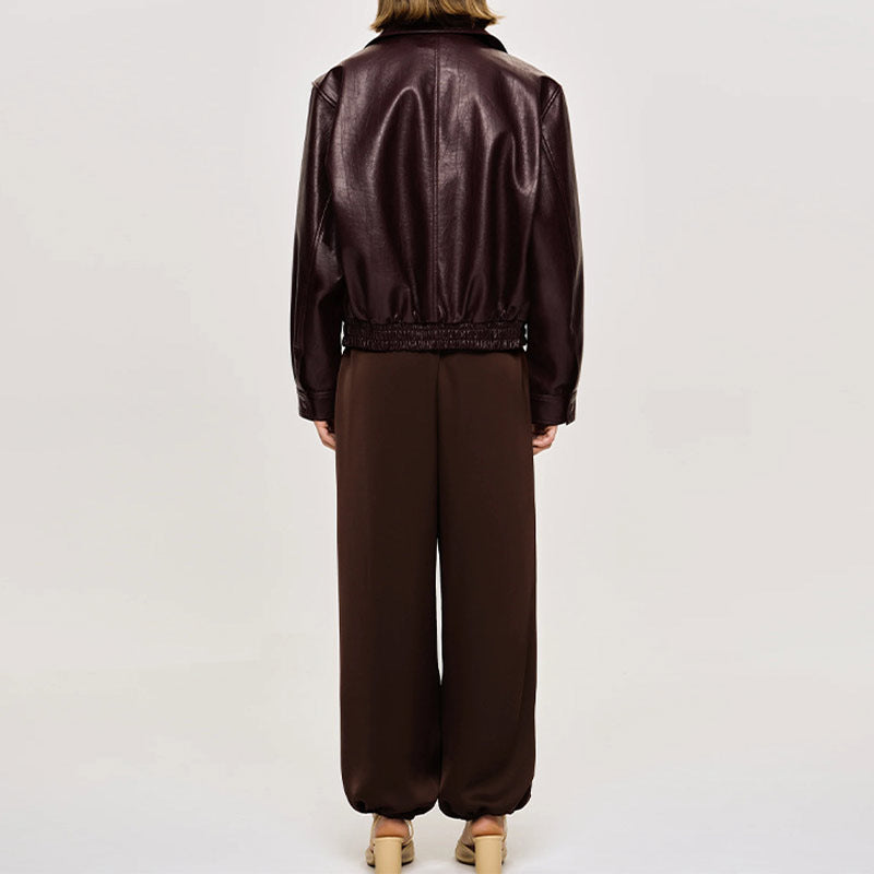 Veste en faux cuir élégante pour femmes avec taille élastique Chic & Stil