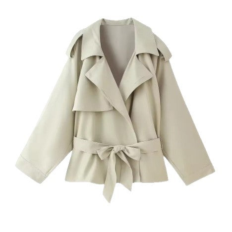 Ladies casual trench coat with tie belt and voluminous sleeves Lune London