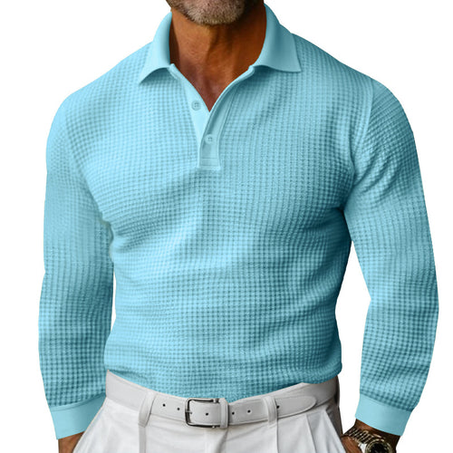 Lune London long sleeve polo shirt for men in textured fabric