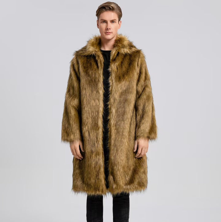 Luxury faux fur coat for men with hood Lune London