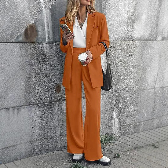 Chic and Stylish Elegant Set for Women with Wide Trousers and Modern Blazer