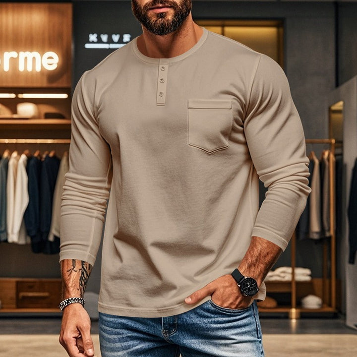 Long sleeve shirt for men with button placket and chest pocket Lune London