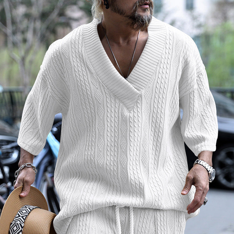 Lune London Casual Knit Pullover for Men with V Neck