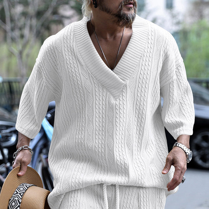 Lune London Casual Knit Pullover for Men with V Neck