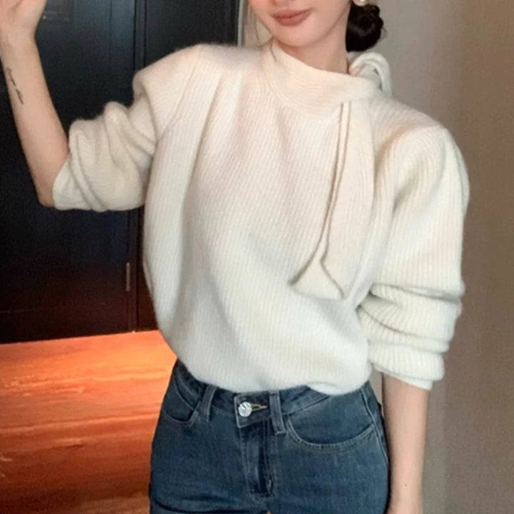 Sweater knitted for women with playful collar and modern ribbed design Lune London