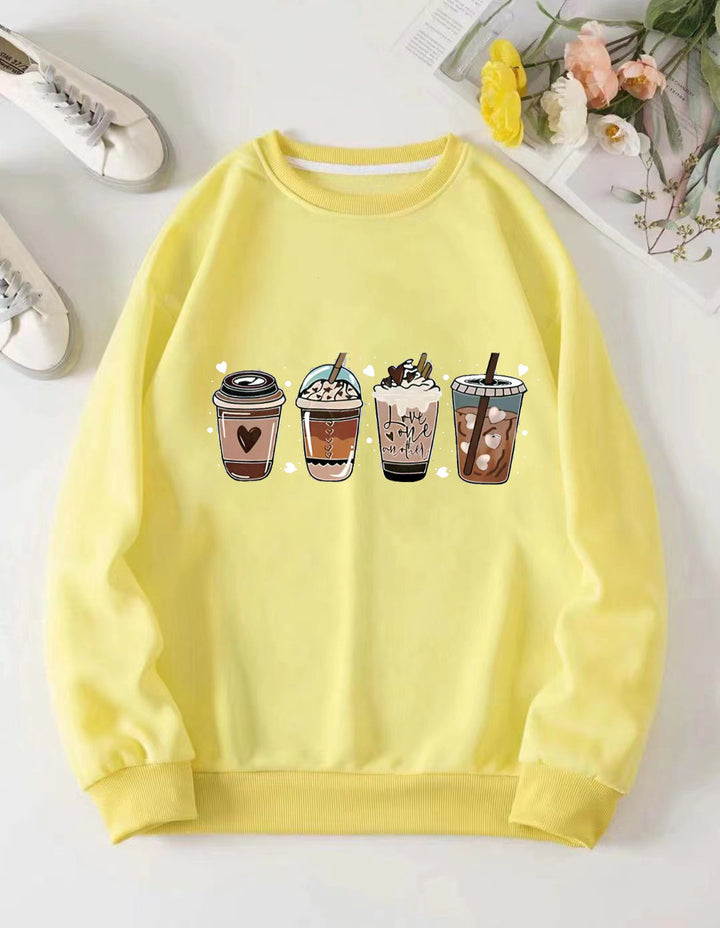 Women's Cozy Sweatshirt with Coffee Motif Chic & Stil