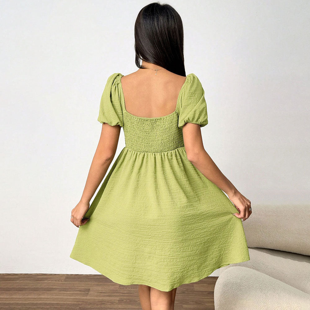 Robe d'été femme à épaules dénudées avec manches bouffantes et fente latérale Chic & Stil
