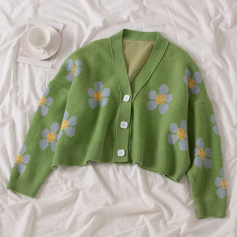 Cardigan chunky tricot femme avec motif floral et détails en bouton Chic & Stil
