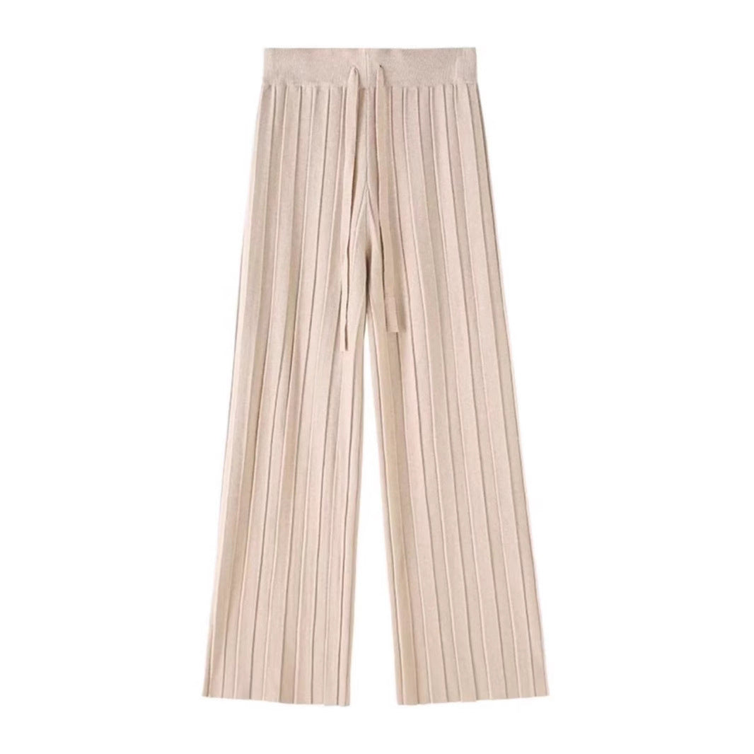 Wide pants for women with vertical stripe design and elastic waist Lune London