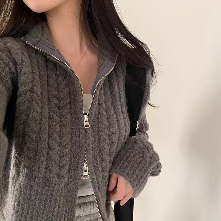 Ladies cardigan with high-quality zipper Lune London
