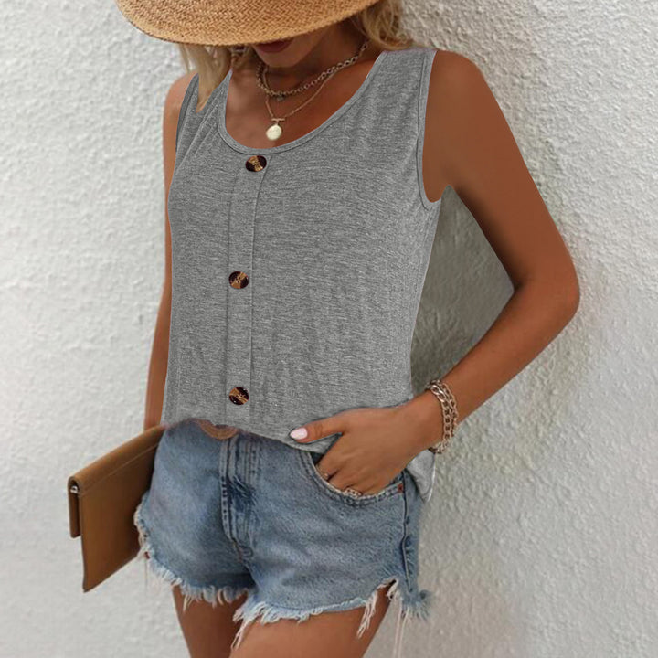 Women Sleeveless Top with decorative buttons and relaxed fit Lune London