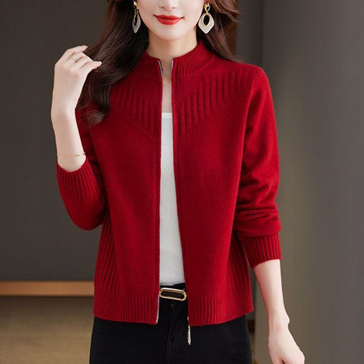 Cardigan pour femmes avec col montant et fermeture éclair Chic & Stil