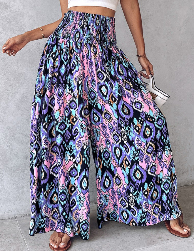 Ladies tropical print wide pants Lune London