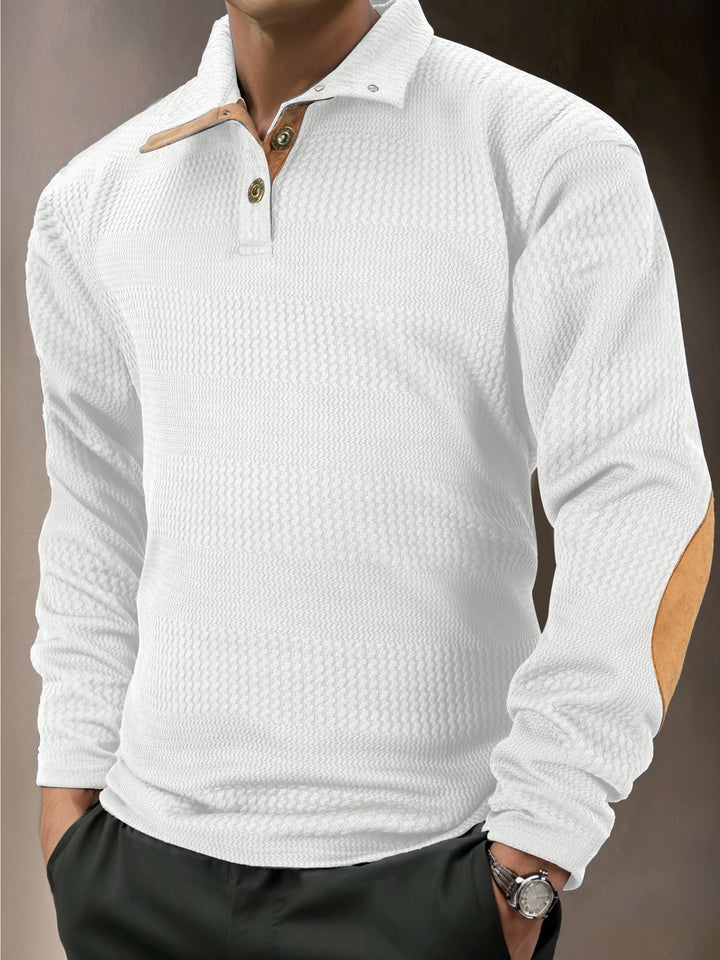 Men's structured long sleeve polo with high-quality contrasting elements Lune London