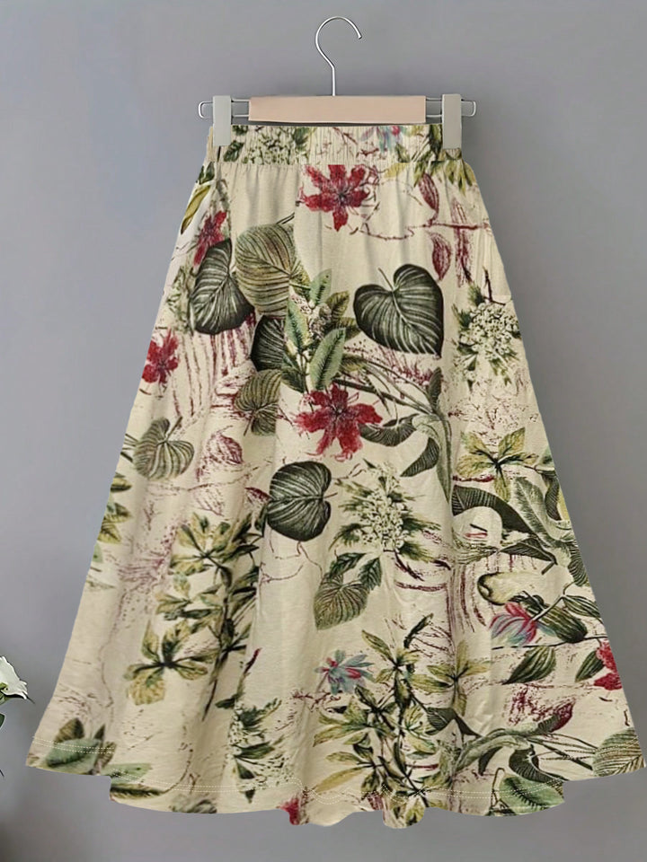 Floral maxi skirt for women with elastic waist and fluid fit Chic and Style