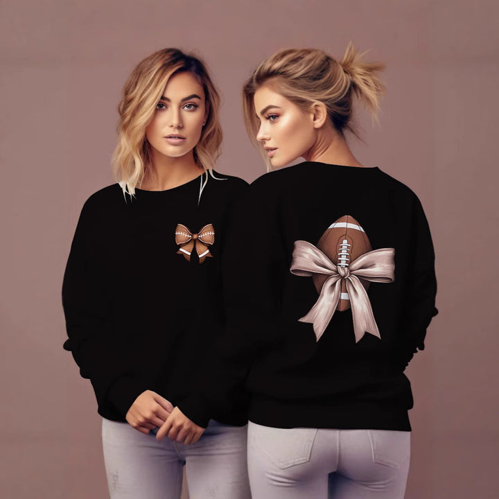 Sweat-shirt pour femmes avec motif de football mignon et accent de nœud Chic & Stil