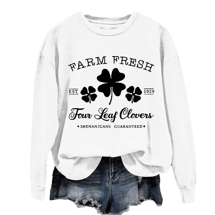 Sweat-shirt de loisirs pour femmes avec motif de trèfle inspiré du vintage et coupe confortable Chic & Stil
