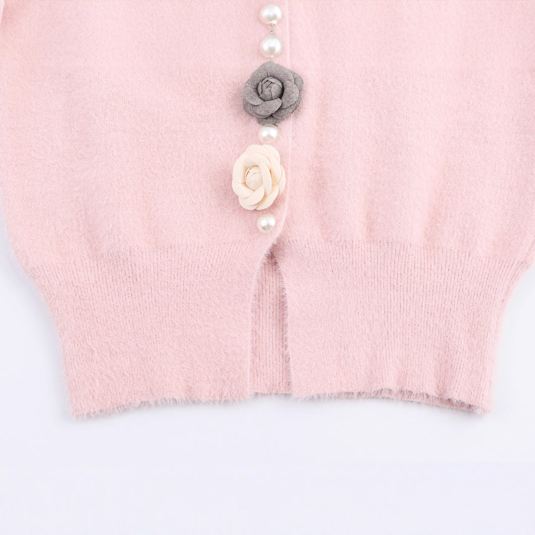 Women's filigree cardigan with decorative floral applications Lune London
