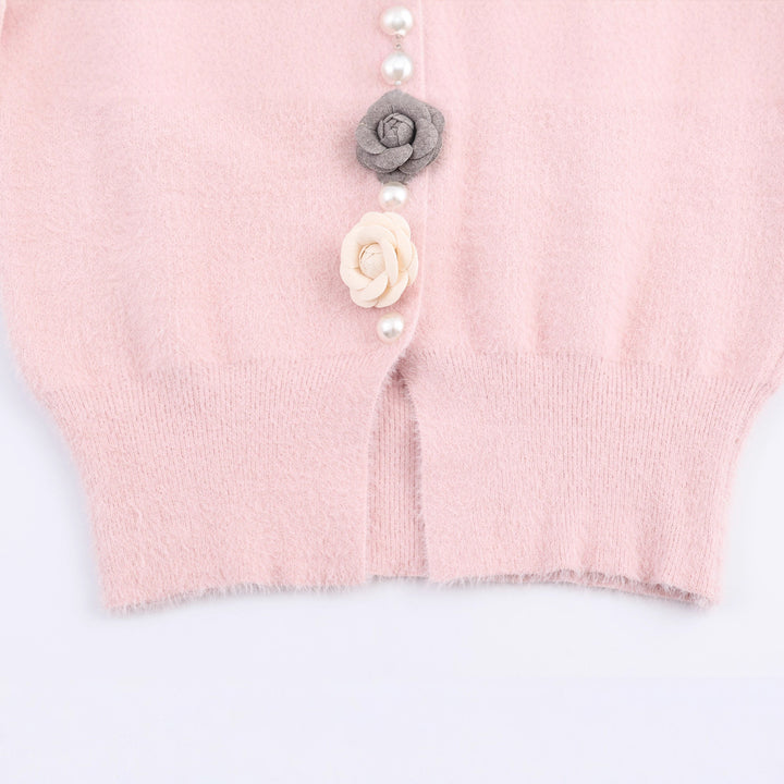 Women's filigree cardigan with decorative floral applications Lune London