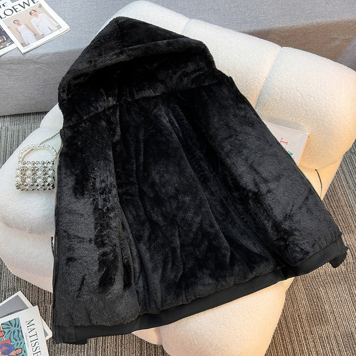 Ladies Fleece Hooded Jacket with Reversible Option Lune London