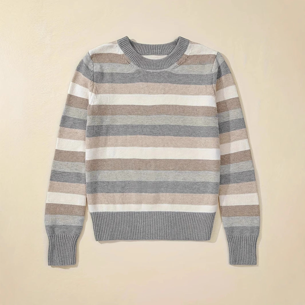 Fashionable knitted sweater for women with trendy stripes and relaxed fit Lune London
