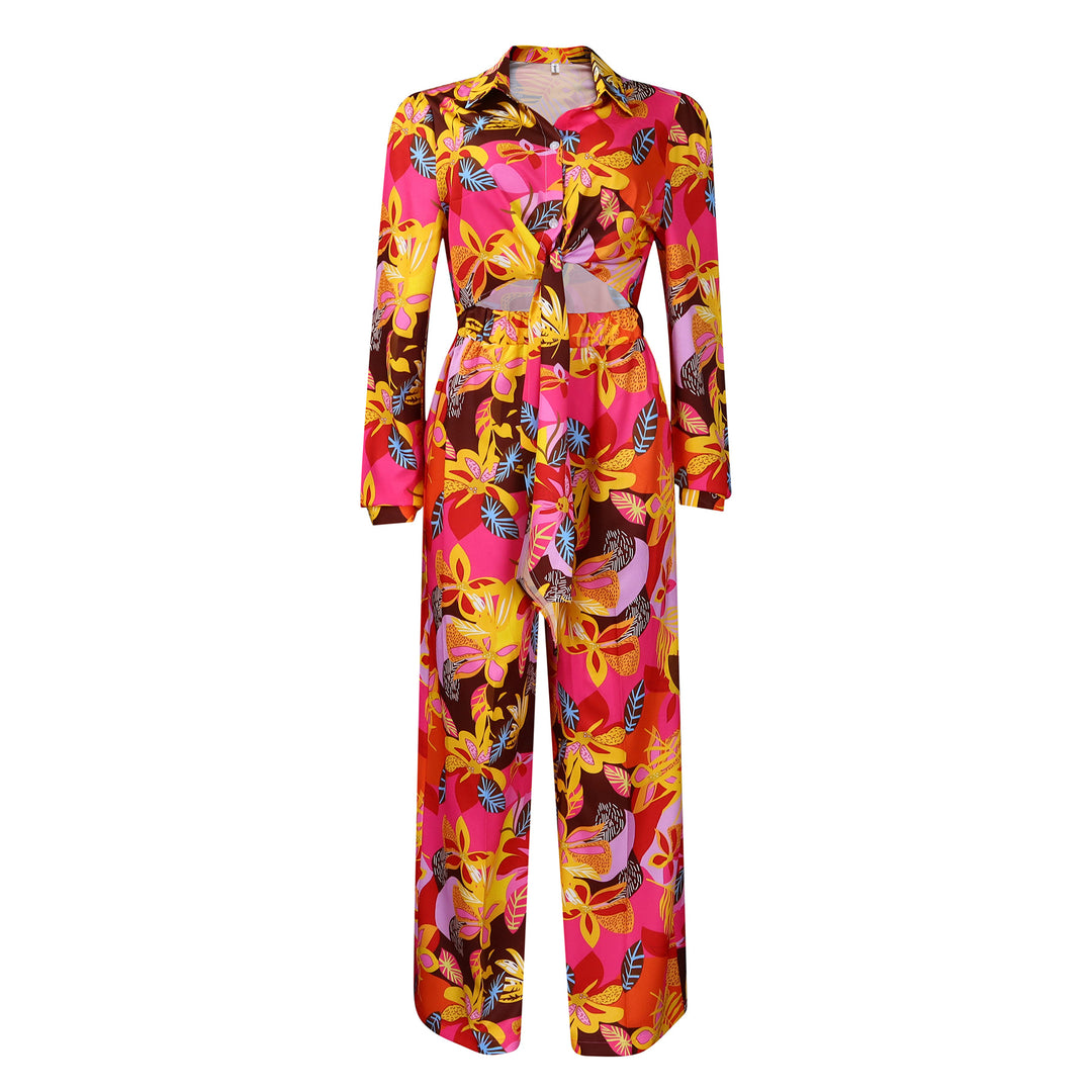 Ladies elegant jumpsuit with floral patterns and fitted cut Lune London