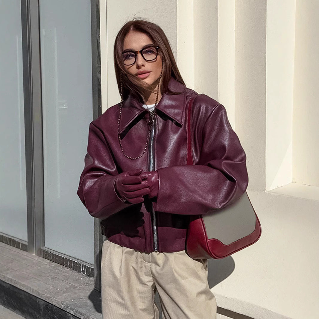 Leather jacket for women with oversized cut Lune London