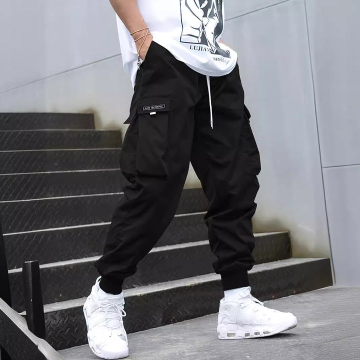 Cargo pants for men with side pockets and elastic waistband Lune London