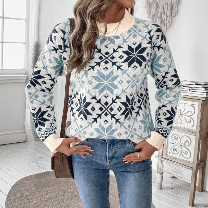 Knit sweater for women with winter snowflake pattern Lune London