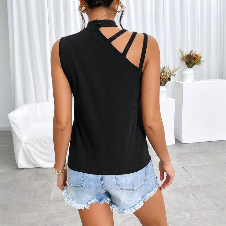 Women's crop top with a trendy halter design and chic neckline