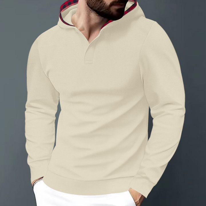 Trendy long sleeve shirt for men with hoodie and textured design Lune London