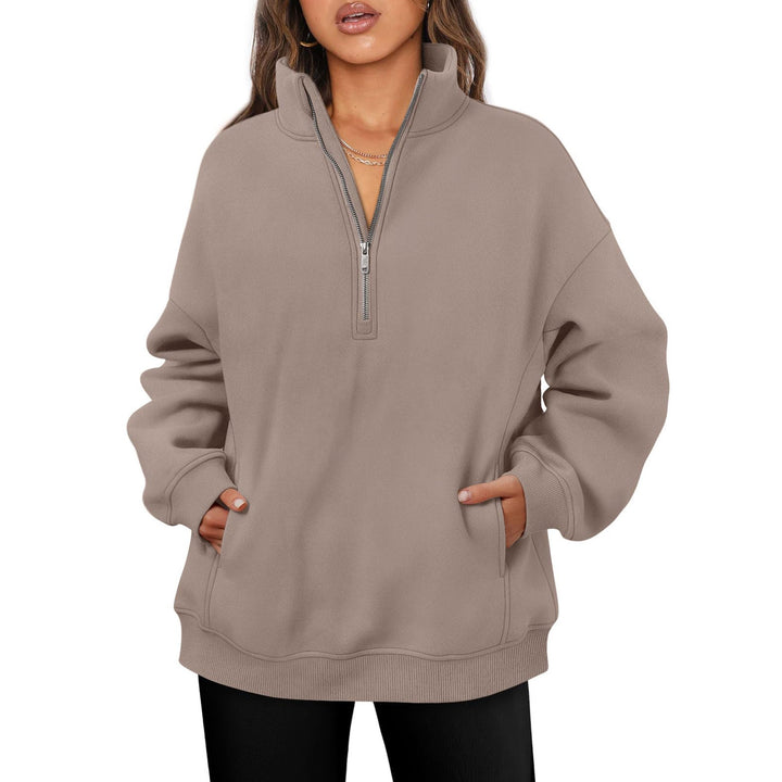 Casual oversized fleece sweater for women with high collar Lune London