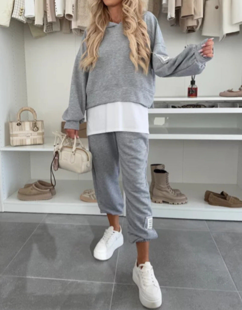 Ensemble de hoodie décontracté pour femme avec taille élastique et manches volumineuses Chic & Stil