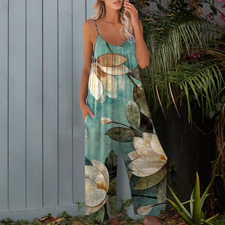 Women's summer dress with a floral design and practical pockets Lune London