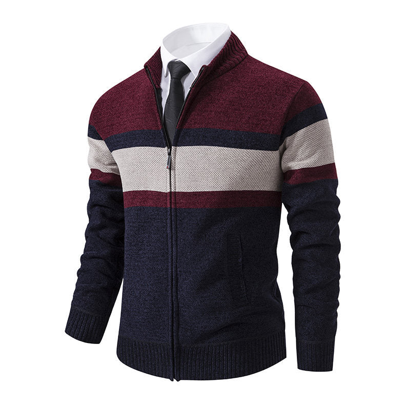 Modern knit jacket for men with high collar and full zip Lune London