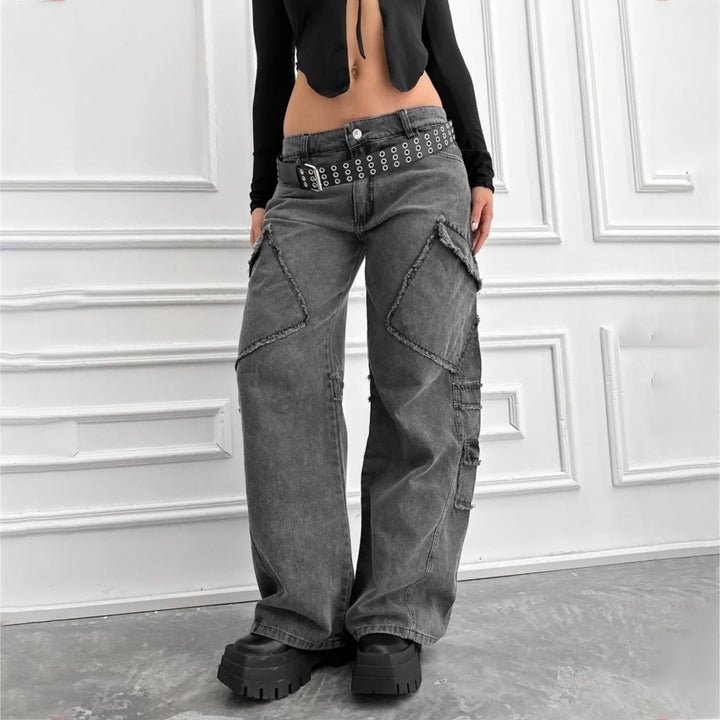 Vintage casual style women's cargo pants with remarkable applications Lune London