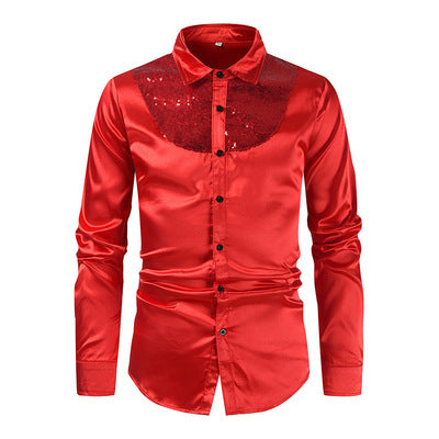 Elegant satin shirt for men with sequin inserts Lune London
