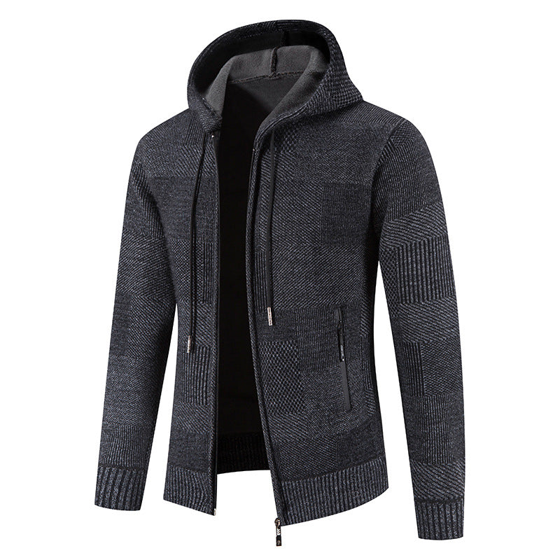 Men's knitted hoodie jacket with modern structural elements Lune London